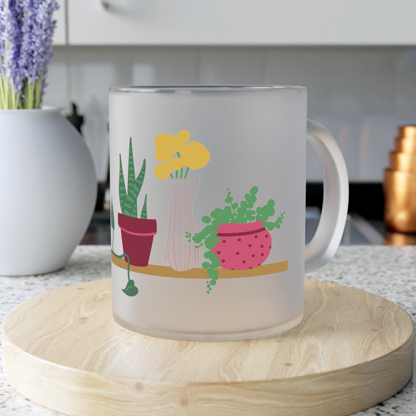 Plant Lovers Frosted Glass Mug, gifts, girl gifts, plant moms, plants